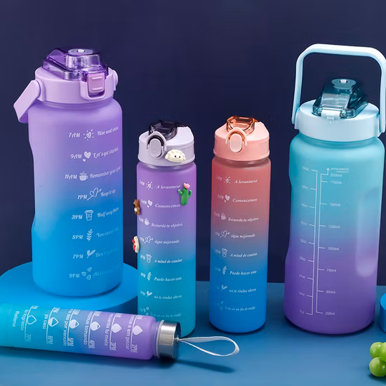 Bollitore per acqua sportiva da 1200 ml con tazza di plastica portatile da 3 pezzi di grande capacità