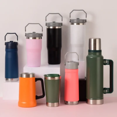 Bicchiere personalizzato per bambini all'ingrosso Thermo Sippy in acciaio inossidabile sottovuoto da 40 once per bevande, caffè, tazze da tè con coperchi e cannucce